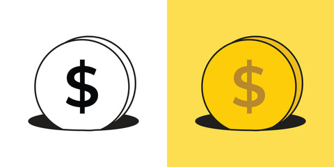 Illustration gold coin retro unique design