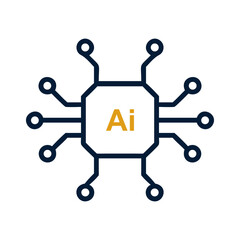 AI Chip Icon, Artificial Intelligence Processor Circuit Symbol
