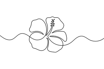 Simple hibiscus flower one line art minimal vector design
