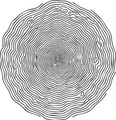 Abstract black and white concentric rings illustrating growth and natural patterns.