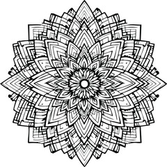 Obraz premium Intricate black and white mandala design floral pattern decorative coloring page style.