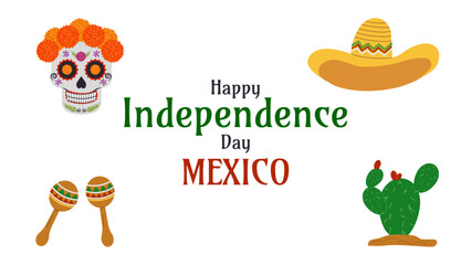 Mexican Independence Day Viva Mexico Fiesta 16th. Design template Poster card banner background. Vector illustration