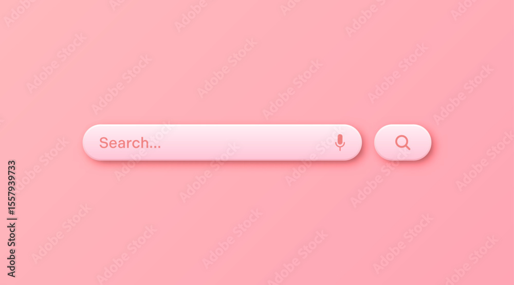 Fototapete colorful 3d search bar template. internet browser engine with search box, address bar and text field