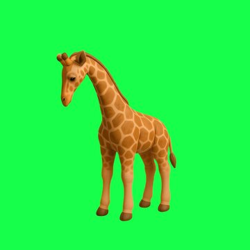 3D giraffe animation, transparent 4K video, green screen