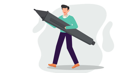 Flat Vector Illustration of Graphic Designer Working on Computer with Pen Tool, Color Picker, and Typography.