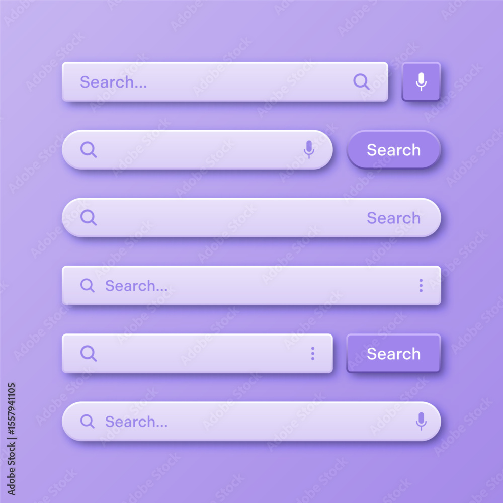 Fototapete colorful 3d search bar templates. internet browser engine with search box, address bar and text fiel