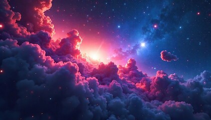 Fototapeta premium Breathtaking Nebula Infinite Cosmic Expanse of Vibrant Dust and Gas Clouds - Perfect for Sci-Fi & Fantasy Projects