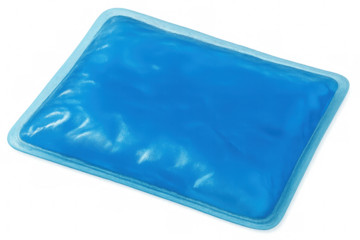 Flexible cooling gel pack offering pain relief, reducing swelling with soft medical compress against clear isolated backdrop