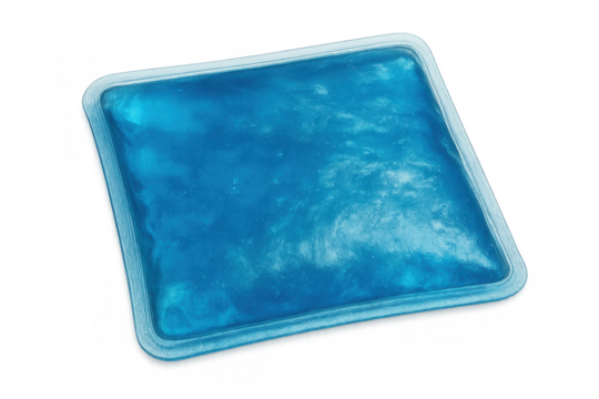 Cooling gel pack providing targeted pain relief, reducing swelling and supporting healing process, positioned on clear background