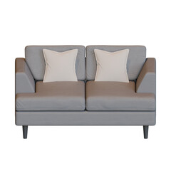 Grey Two Seater Sofa Top Front View 3D Render Illustration