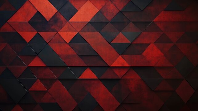Abstract geometric pattern composed of interlocking red and black triangular and rectangular shapes creating a textured modern design