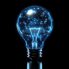 Innovative lightbulb, glowing with digital network (1)