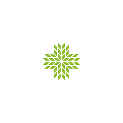 Floral leaves logo icon flat vector design
