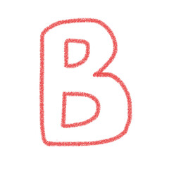 アルファベットB　手書き文字　かわいい　素材　赤　イラスト　素材　アイコン　クレヨン風　