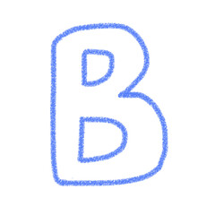 アルファベットB　手書き文字　かわいい　素材　青　イラスト　素材　アイコン　クレヨン風　