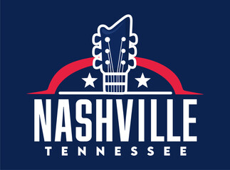 nashville tennessee with silhouette of a musical instrument