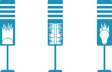 floor lamps with bulbs, electric lamps, electrical and interior, vector icons of glowing lamps