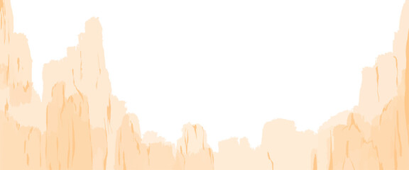 Calm and minimal desert mountain illustration with watercolor-style texture. Soft earth tones perfect for natural background, banner, or editorial design © Myesha