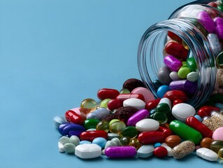 Colorful Pills in Glass Jar