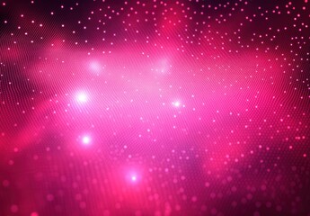 Fototapeta premium Abstract glowing pink digital wave with small light dots and bright highlights creating a sense of depth and movement