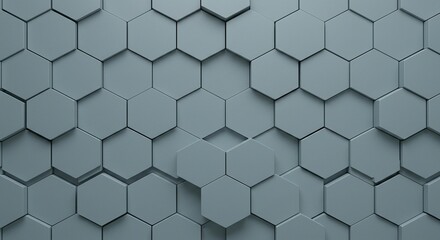 Naklejka premium Gray hexagonal pattern with 3D effect.
