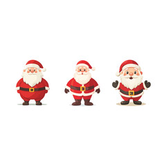 Vector set of funny cute santa claus