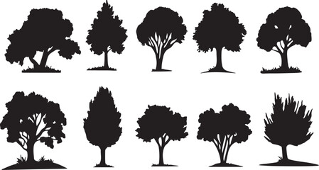 Variety of Tree Shapes &ndash; Nature Silhouette Clipart Pack