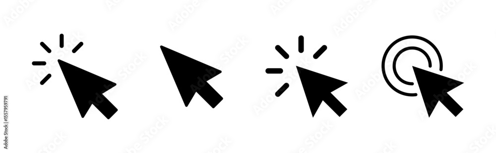 Poster click icon set. pointer arrow icon. cursor icon vector