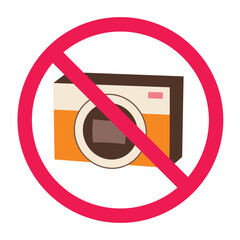 No photo camera sign, forbidden camera symbol, do not take photos sign, prohibited photography sign, forbidden paparazzi sign, no photo taking allowed