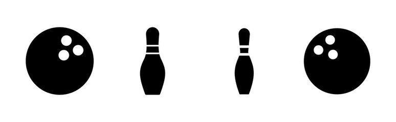 Bowling icon set. bowling ball and pin icon. bowling pins