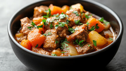 A delicious beef stew loaded with hearty vegetables and fresh herbs, perfect for a warm, comforting meal any day.