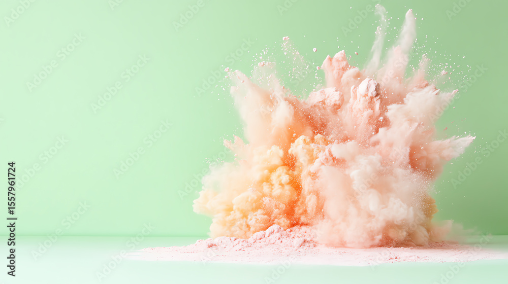 Aufkleber a stunning explosion of pastel colors creating a vibrant visual effect on a soft green background, e