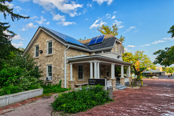 10 Aug 2024 - University of Guelph, ON, Canada. Another impressive structure - Raithby House, complete with solar panels.