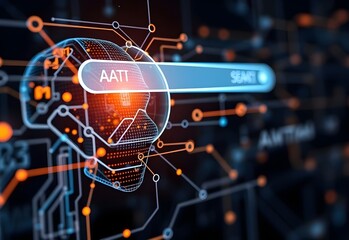 Innovative digital technologies connect business, data, and science in a futuristic network concept