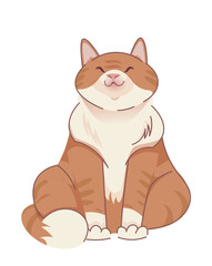 Fototapeta premium Smiling chubby cartoon cat illustration. Vector illustration