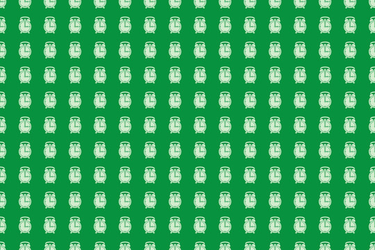 Seamless alarm clock pattern with playful retro vibe, colorful background, abstract quirky shapes,  time symbol repeat backdrop for learning stress theme and school academic deadline concept.