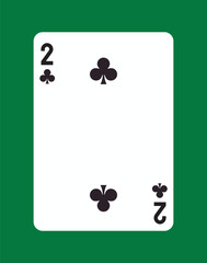 Two of clubs playing card icon. Vector illustration