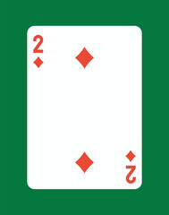Two of Diamonds playing card design. Vector illustration