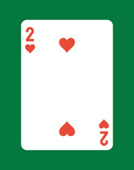 Two of Hearts Playing Card Design. Vector illustration