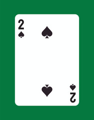 Two of spades playing card design. Vector illustration