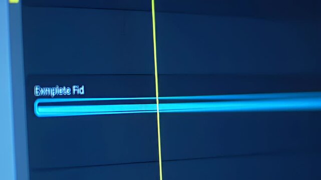 Loading progress bar on a dark screen with a yellow line