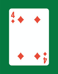 Four of diamonds playing card design. Vector illustration