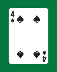 Four of spades playing card design. Vector illustration