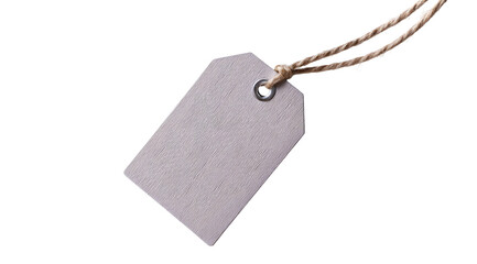 A blank textured paper price tag with string presents a versatile label against a dark backdrop, useful for product branding and promotional offers, silhouette, transparent background