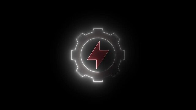 Glowing neon hydro-power icon animation black background. 4K Video motion graphic animation.sunlight hydro Power icon, solar energy sunlight icon, energy of sun, solar energy icon.