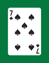 Seven of Spades Playing Card Design. Vector illustration
