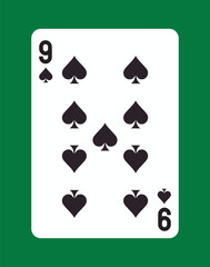 Nine of Spades playing card design. Vector illustration