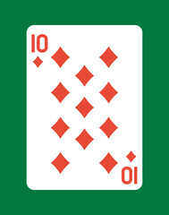 Obraz premium Ten of Diamonds playing card design. Vector illustration