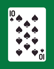 Ten of Spades playing card design. Vector illustration