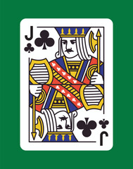 Jack of Clubs playing card design. Vector illustration